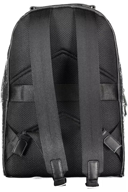 Black Polyester Men Backpack