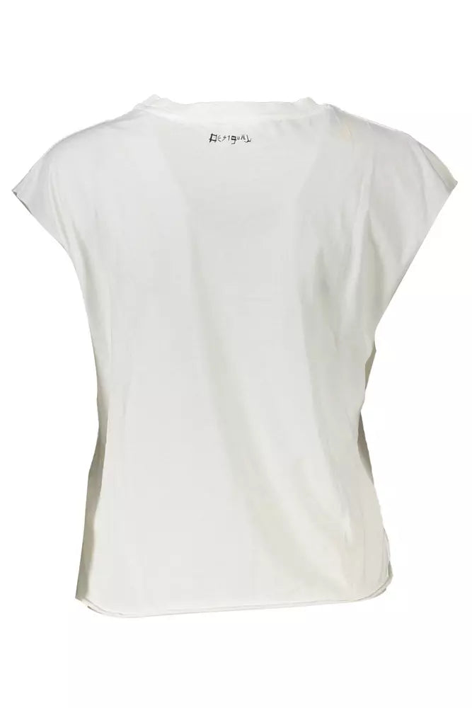 White Cotton Women T-Shirt