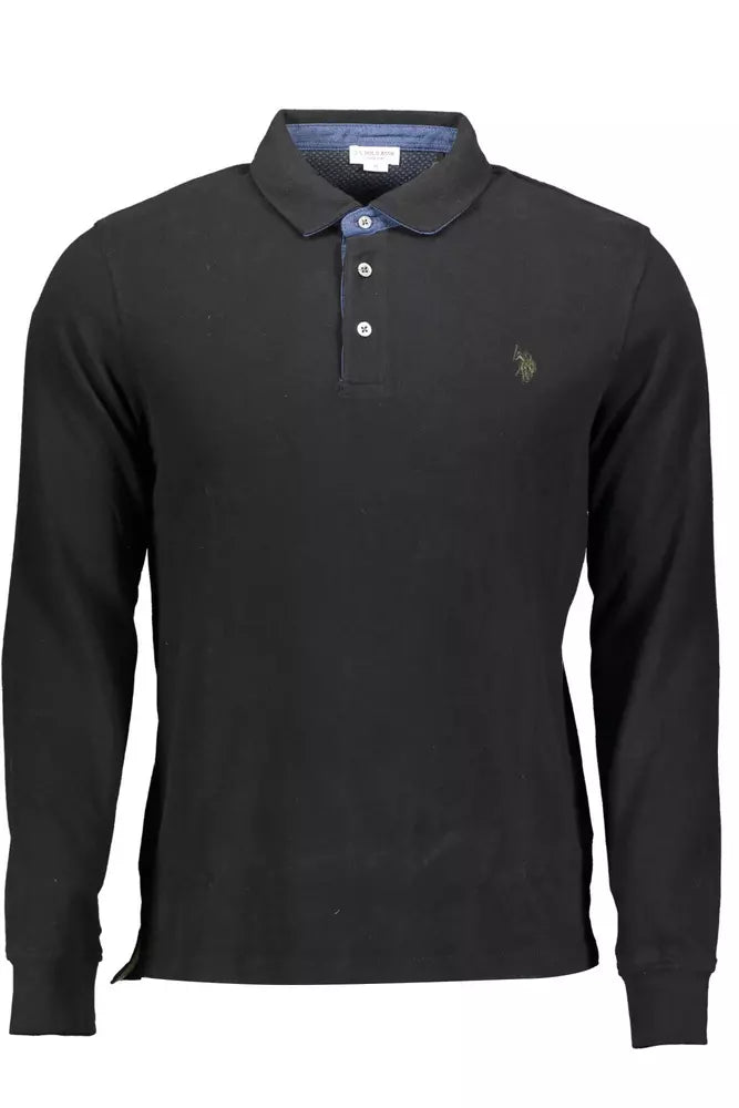 Polo negro de algodón para hombre