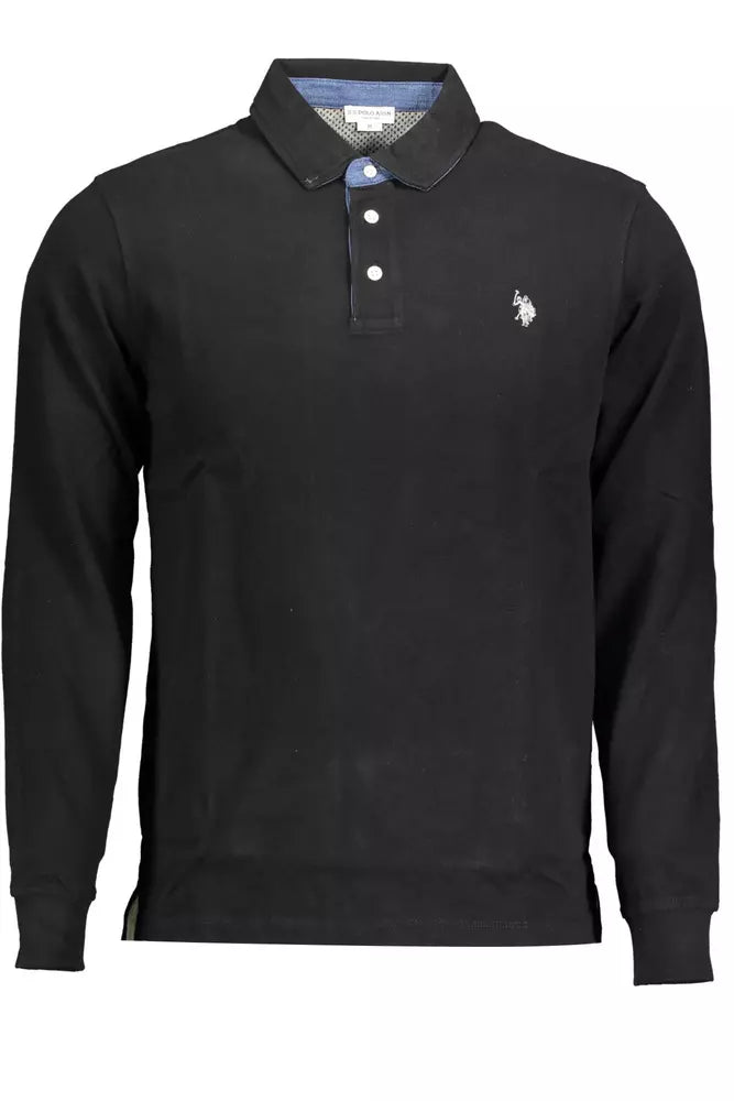 Polo negro de algodón para hombre