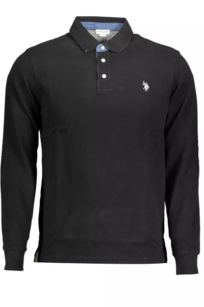 Polo negro de algodón para hombre