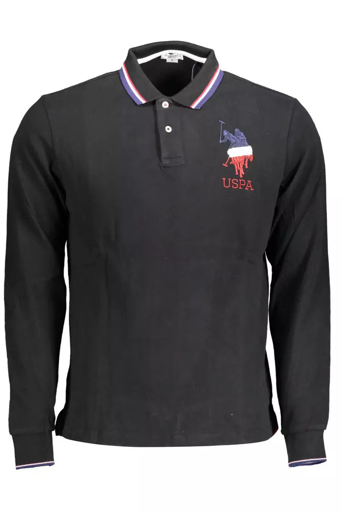 Polo negro de algodón para hombre