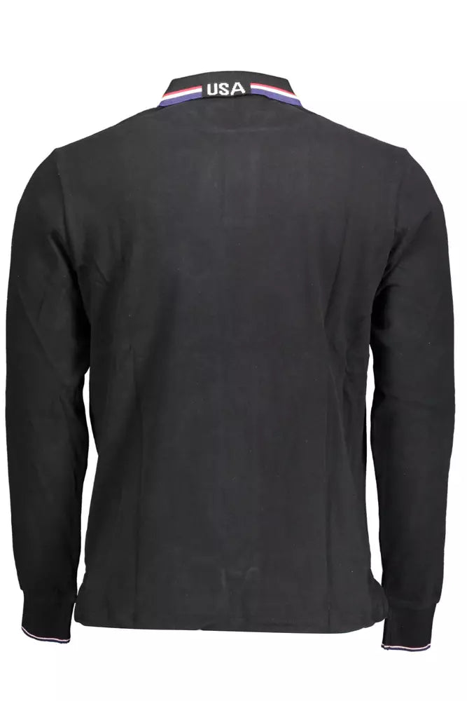 Polo negro de algodón para hombre