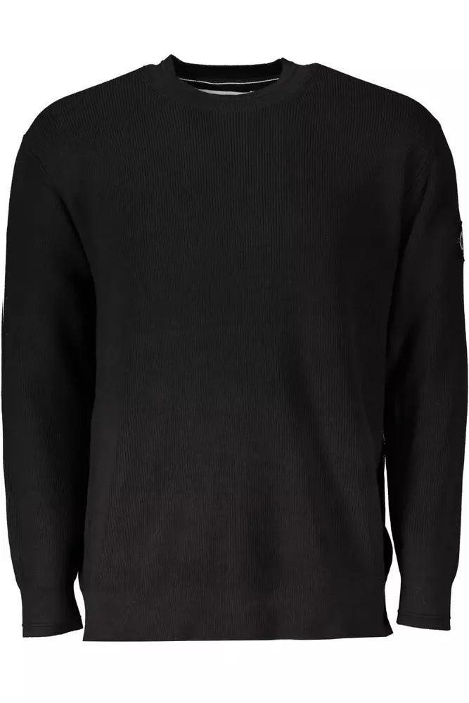 Black Cotton Men Sweater