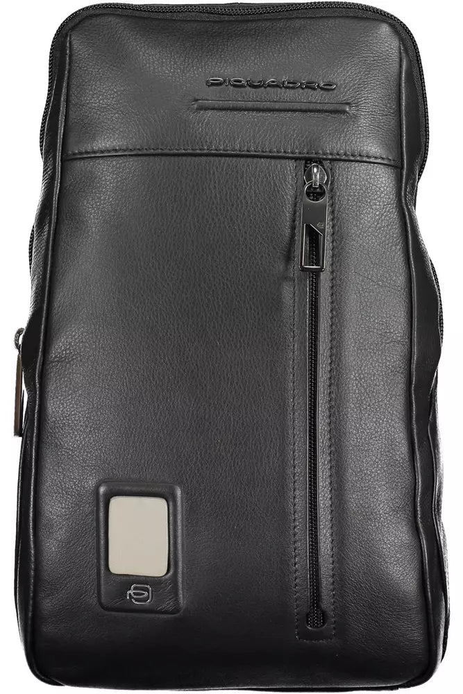 Bolso de hombro de cuero negro para hombre