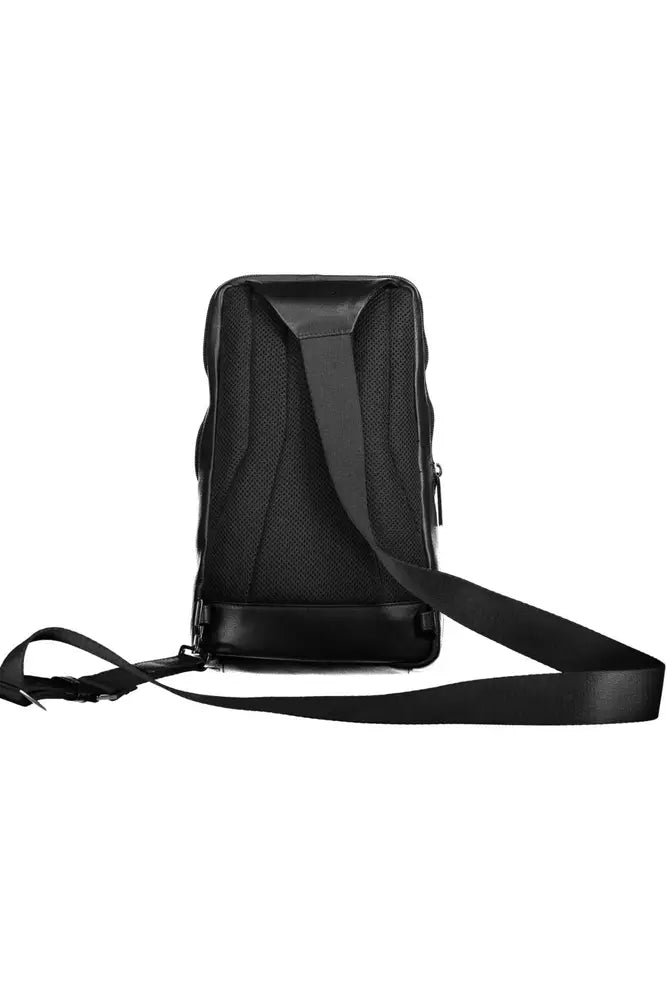 Bolso de hombro de cuero negro para hombre