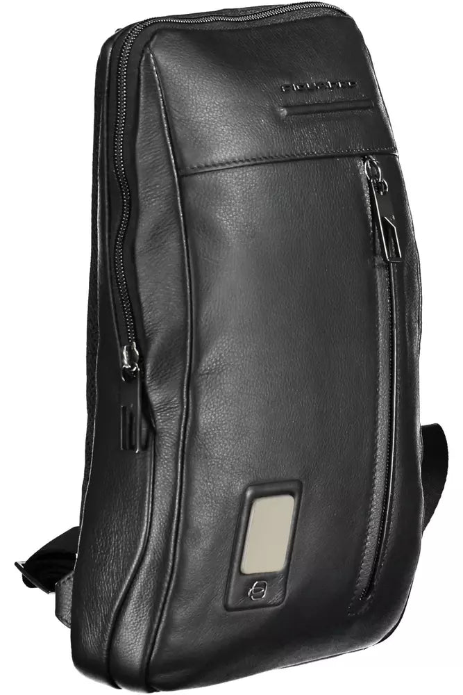 Bolso de hombro de cuero negro para hombre