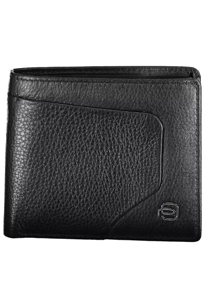 Cartera de cuero negra para hombre