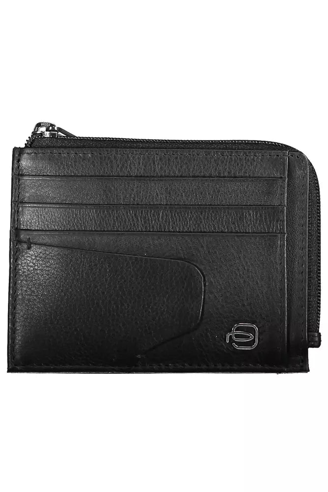 Cartera de cuero negra para hombre