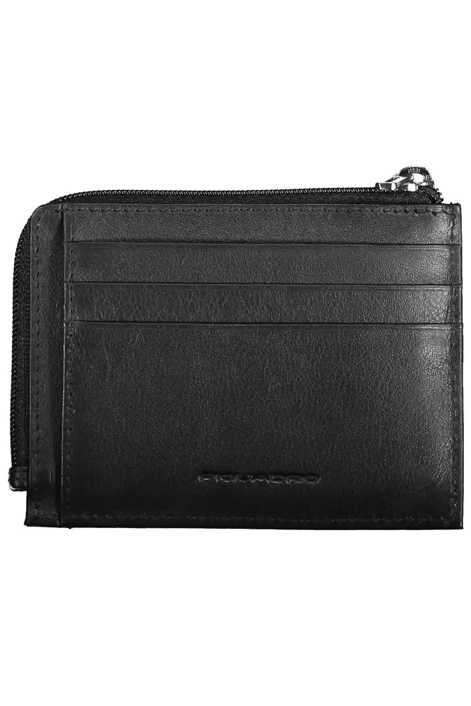 Cartera de cuero negra para hombre