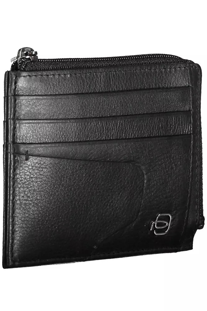 Cartera de cuero negra para hombre