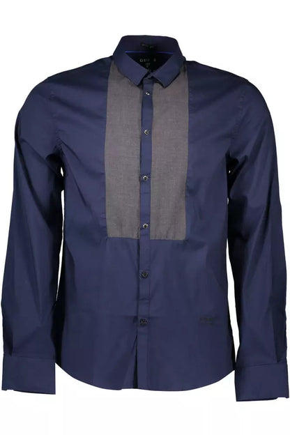 Camisa de algodón azul para hombre