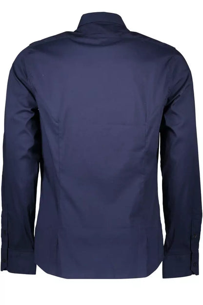 Camisa de algodón azul para hombre