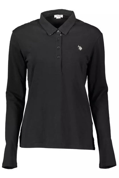 Polo negro de algodón para mujer