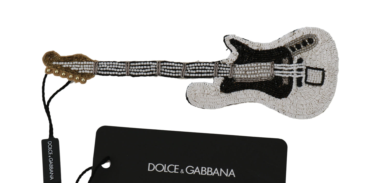 Gold Sequined Guitar Pin Brooch