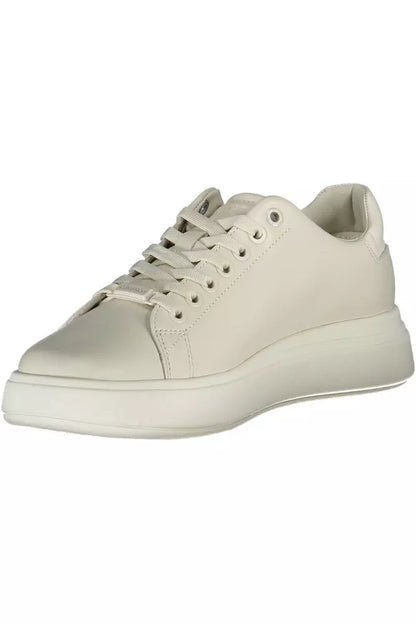 Beige Leather Women Sneaker