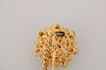 Broche dorado adornado con cristales exquisitos