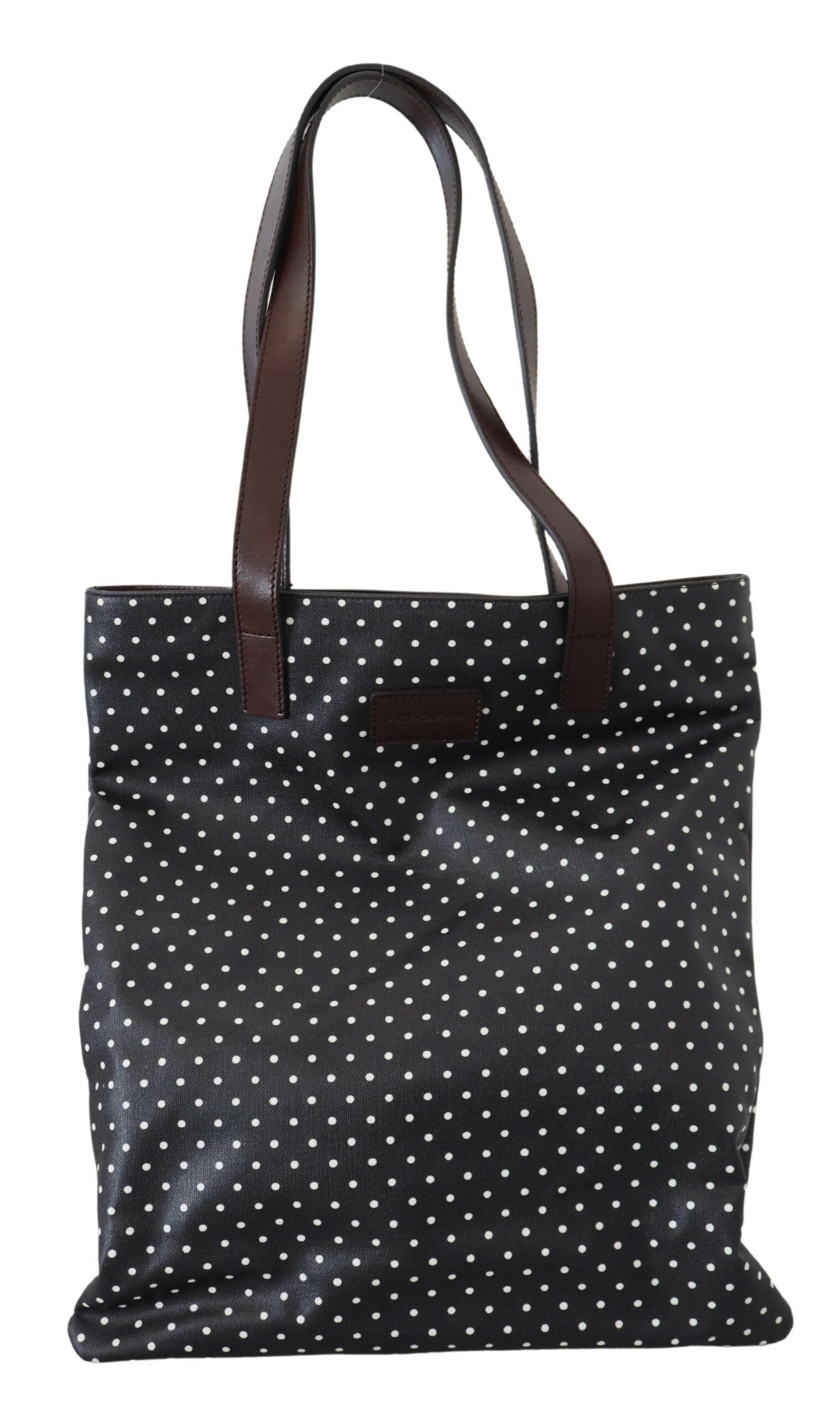 Elegante bolso tote de lona y piel - Blanco y negro