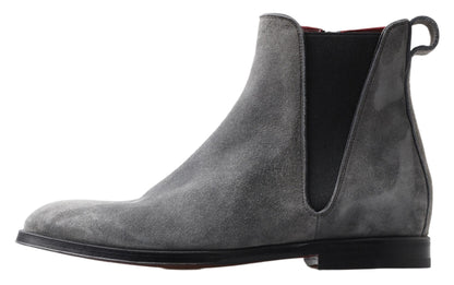 Elegantes botas Chelsea de piel color gris