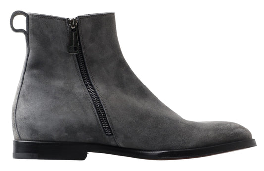 Elegantes botas Chelsea de piel color gris