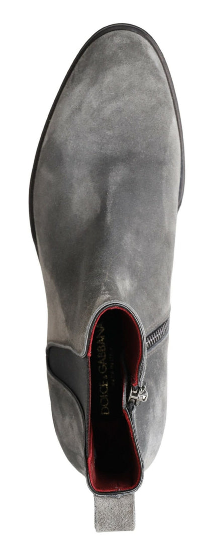 Elegantes botas Chelsea de piel color gris