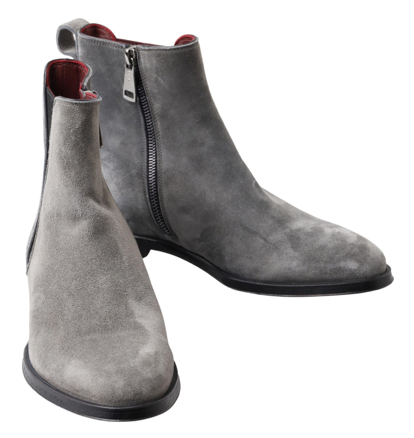 Elegantes botas Chelsea de piel color gris