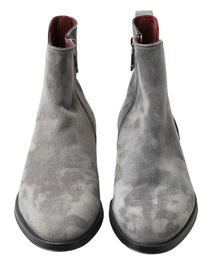 Elegantes botas Chelsea de piel color gris