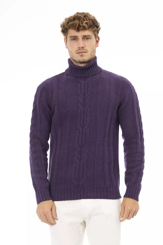 Suéter morado de lana merino para hombre