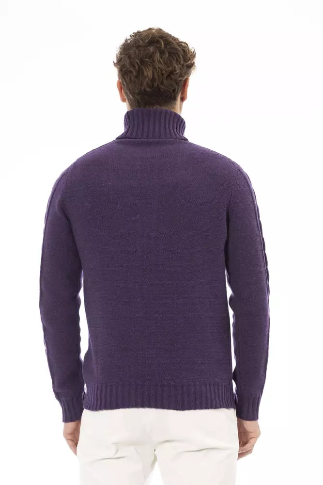 Suéter morado de lana merino para hombre