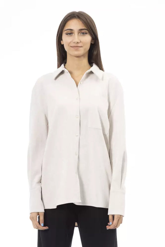 Camisa de mujer de poliéster blanco