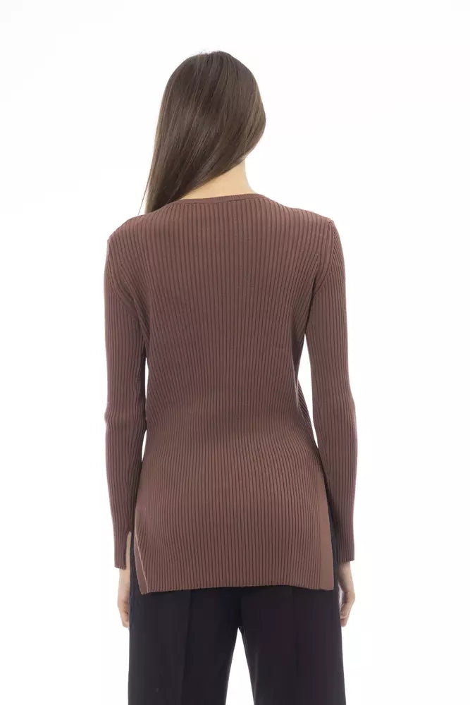 Brown Viscose Women Sweater