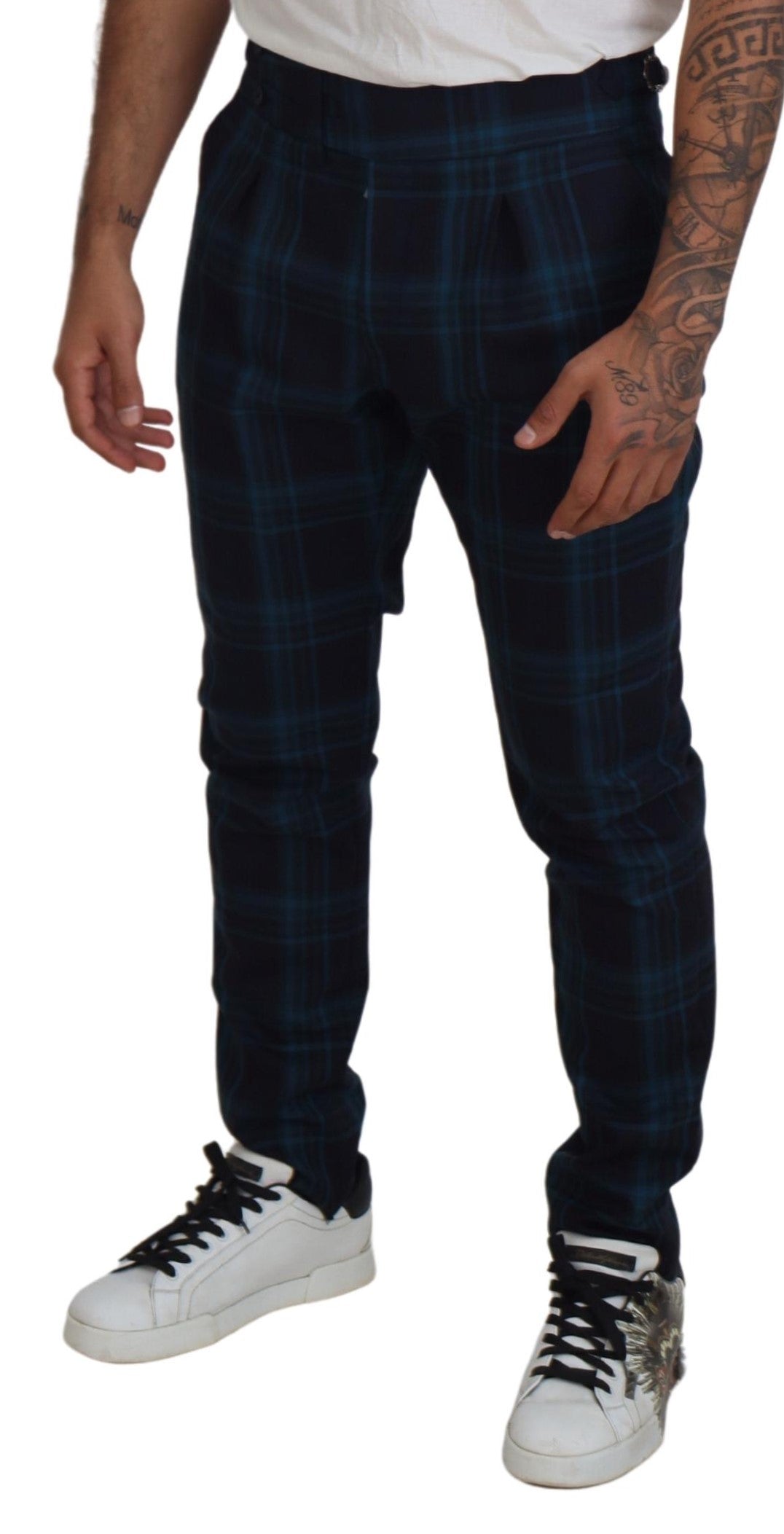 Elegant Plaid Wool Dress Pants