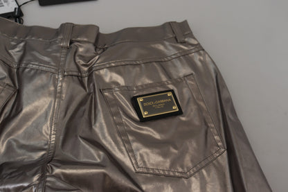 Metallic Silver Casual Pants