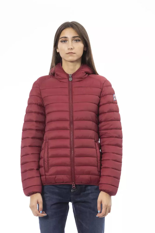 Chaqueta de nailon roja para mujer