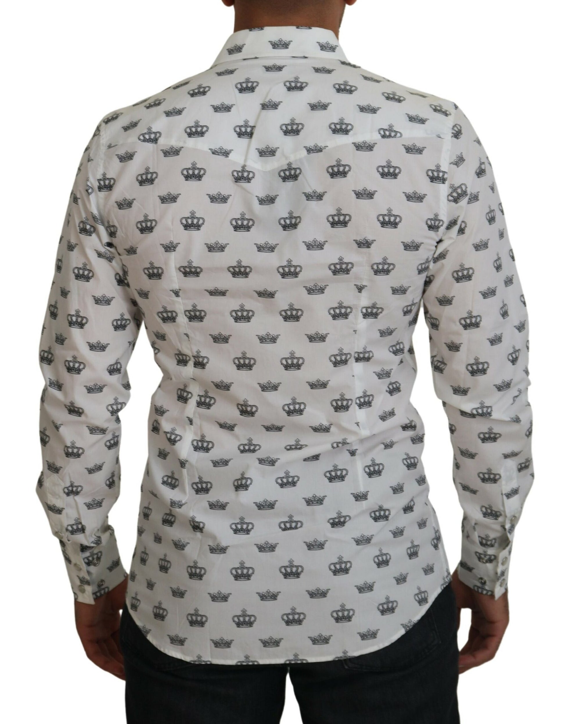 Slim Fit Crown Print Dress Shirt