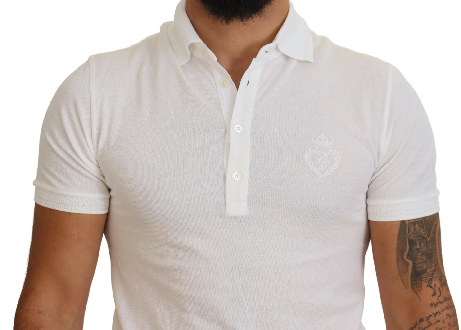 Polo elegante de mezcla de algodón blanco