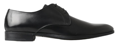 Zapatos Derby clásicos de cuero negro