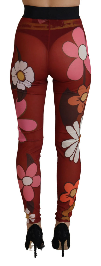 Floral Red High Waist Leggings