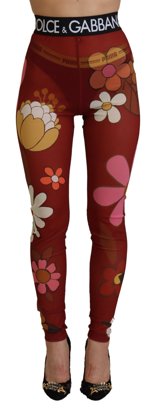 Floral Red High Waist Leggings