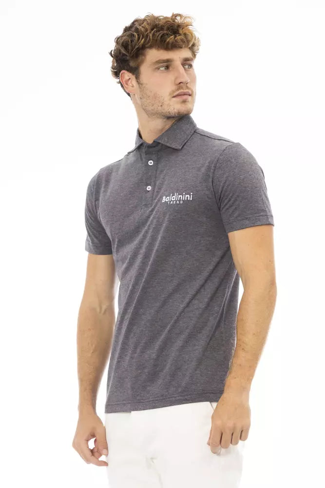 Gray Cotton Men Polo