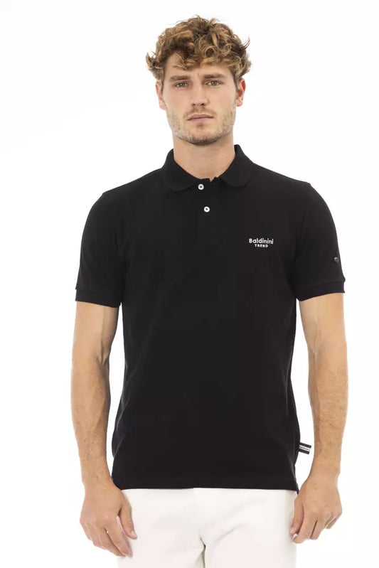 Black Cotton Men Polo