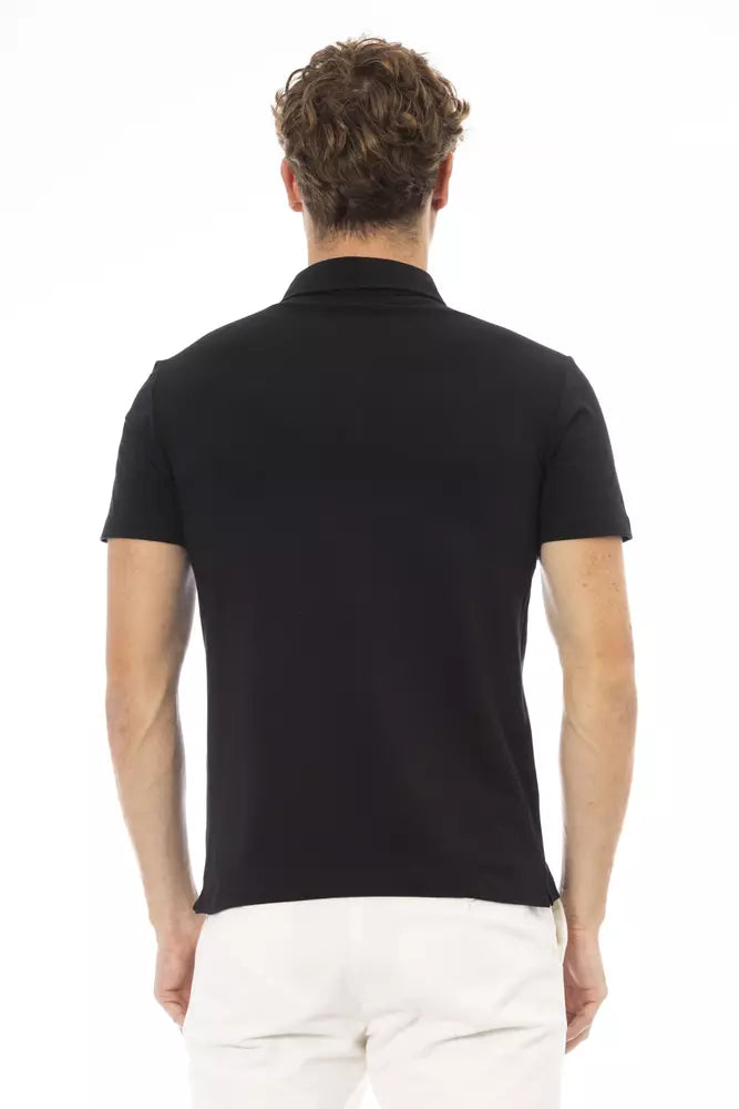 Black Cotton Men Polo