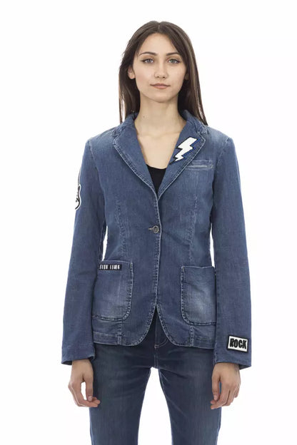 Chaqueta de algodón azul para mujer