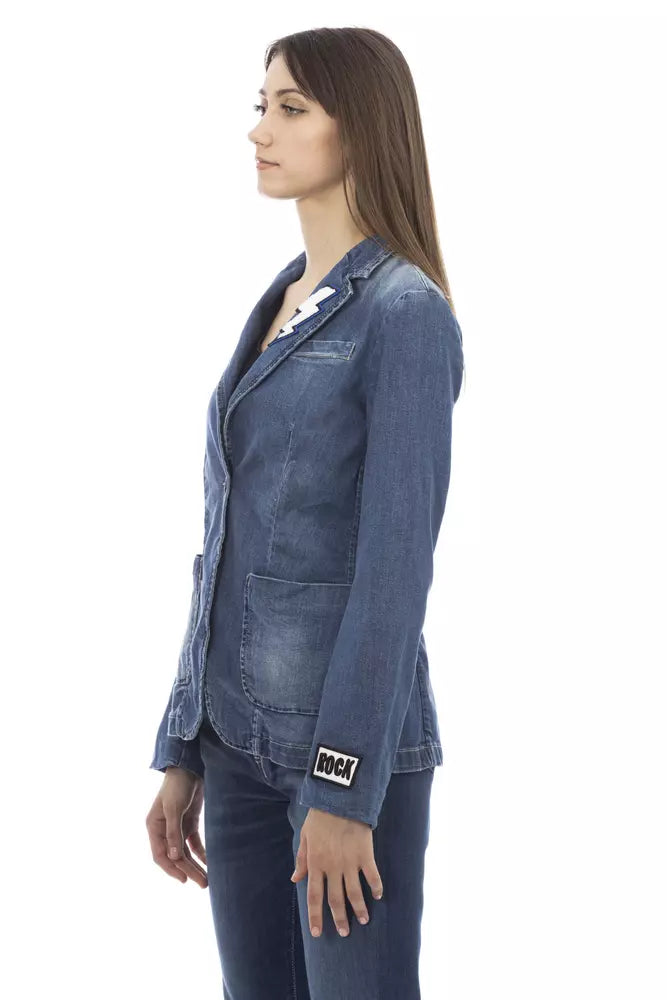 Chaqueta de algodón azul para mujer