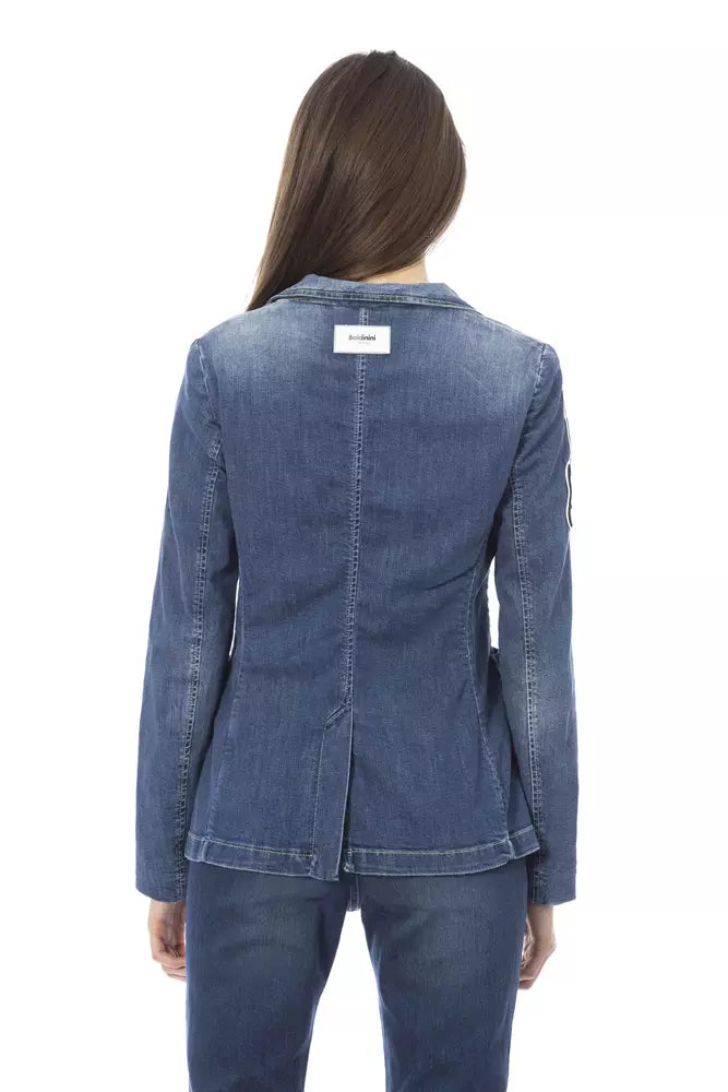 Chaqueta de algodón azul para mujer