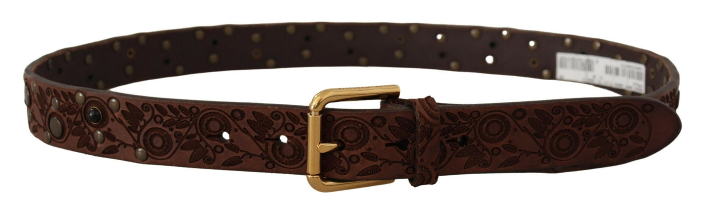 Elegant Leather Belt with Engraved Buckle