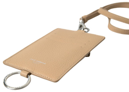 Elegante cartera para tarjetas de piel color beige