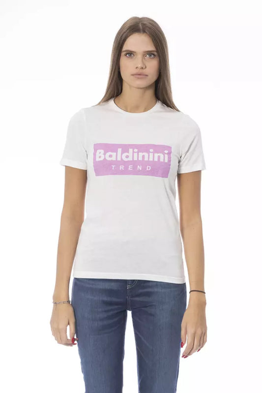 White Cotton Women T-Shirt