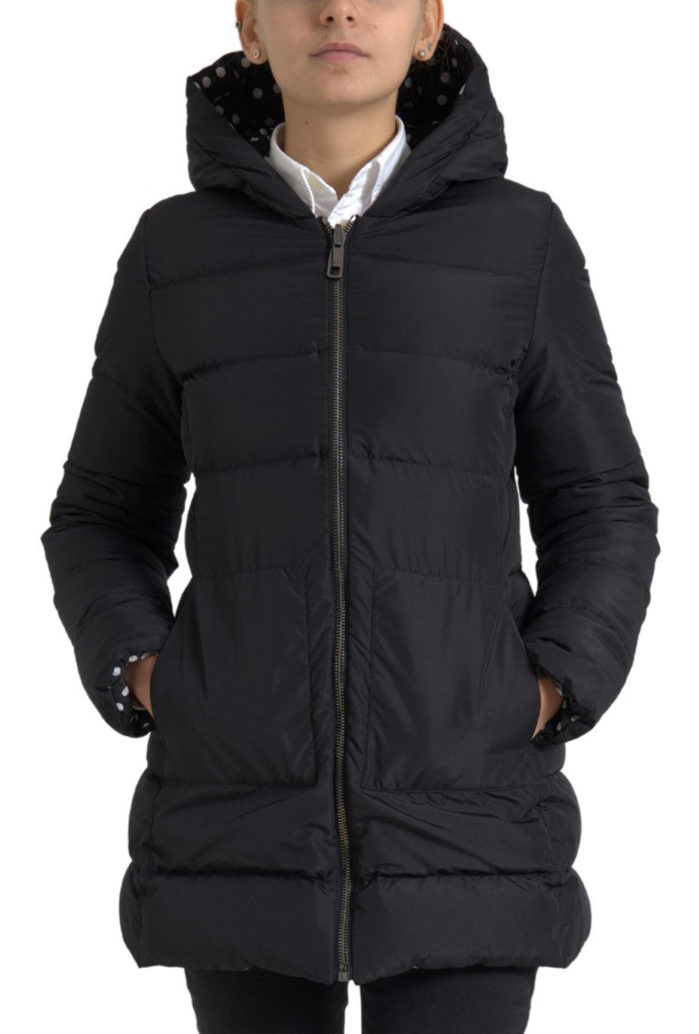 Elegant Full Zip Black Hooded Jacket