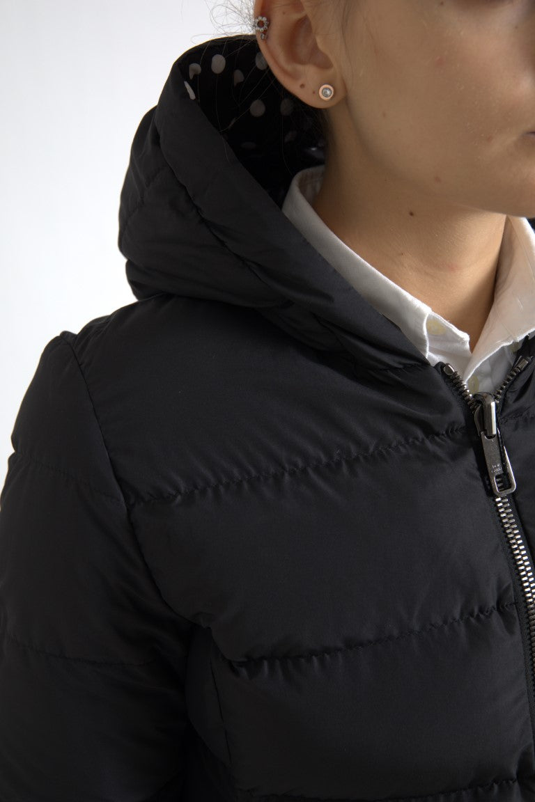 Elegant Full Zip Black Hooded Jacket